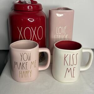 Rae Dunn XOXO Canister Heart Vase Kiss Me You Make Me Happy Mugs Lot